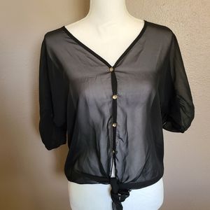 Vivace Black Sheer Top with Back Lace Pattern